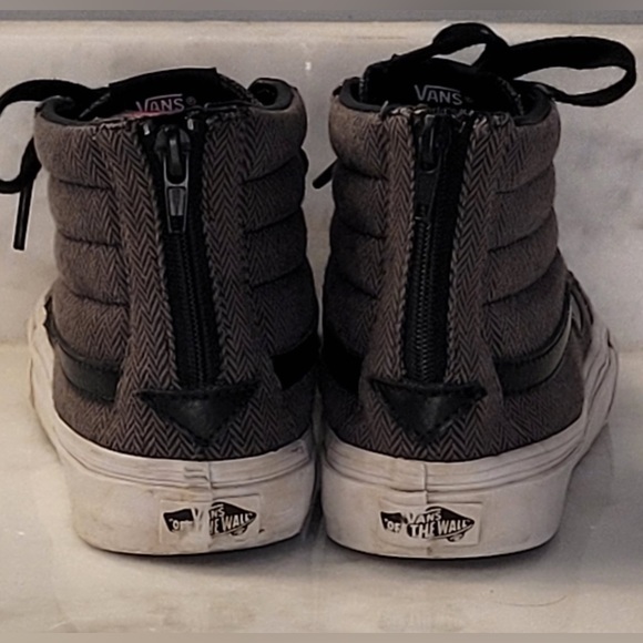 Vans SK8 Hi Gray and Black Herringbone Sneakers - Women's 7.5 /Men's 6 - Picture 5 of 10